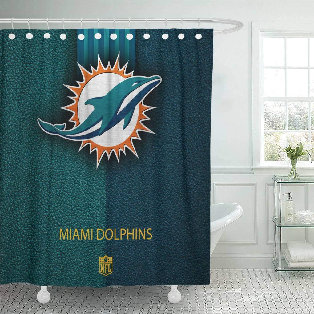 Home Garden Bath Miami Dolphins Decorative Bath Shower Curtain