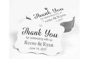 100 PCS Custom Wedding Favor Hang Tags Thank You for Celebrating Personalized Paper Tags