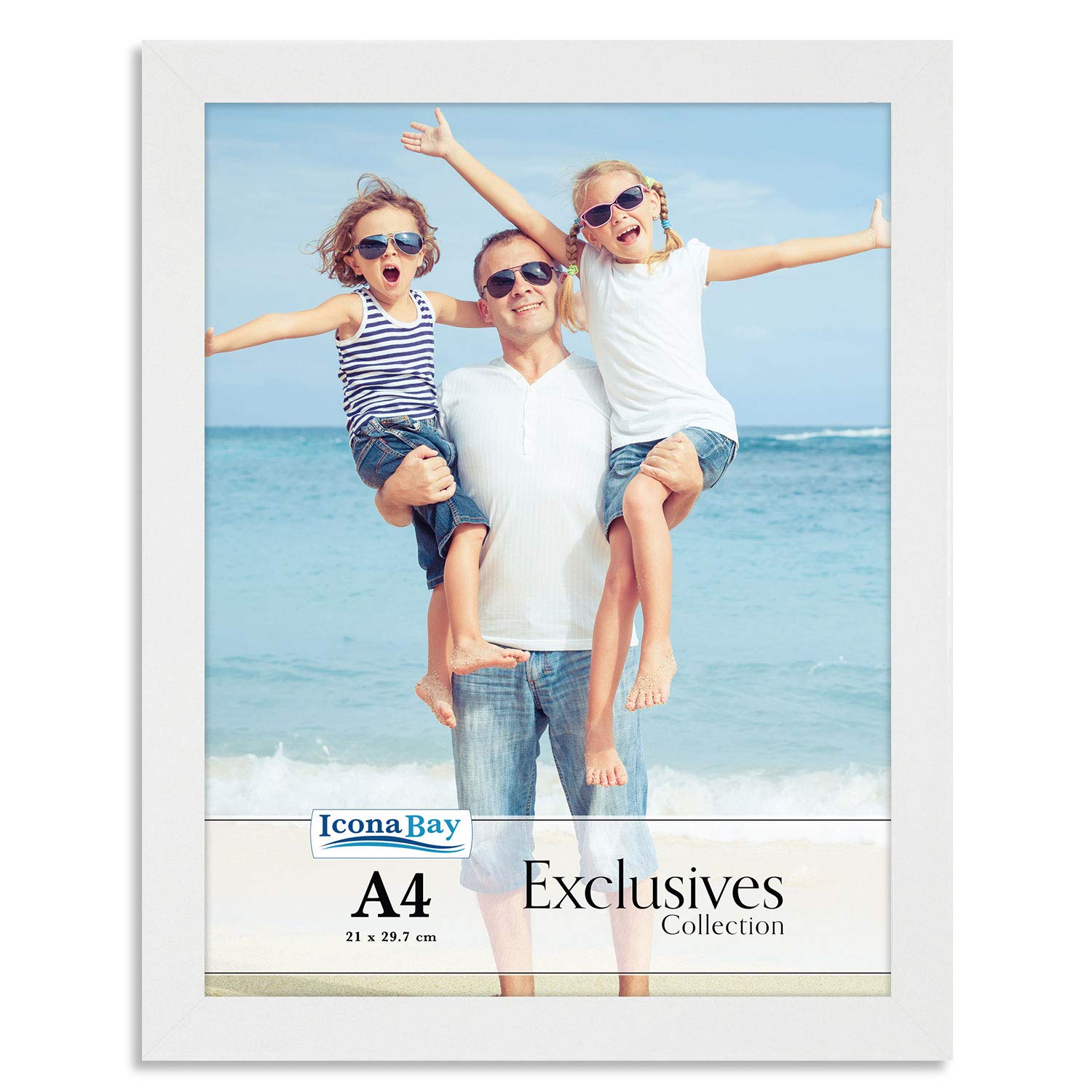 Icona Bay - A4 White Picture Frame - Sturdy Engineered Wood 29.7 x 21 cm Photo Frame - Sleek Design, Table Top or Wall Mount - Exclusives Collection