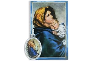 CARITAS ET FIDES Catholic Medal for Necklace and Cardstock Saint Image - 7/8" Color Saint Medal Pendant for Catholic Necklace - Made in Italy