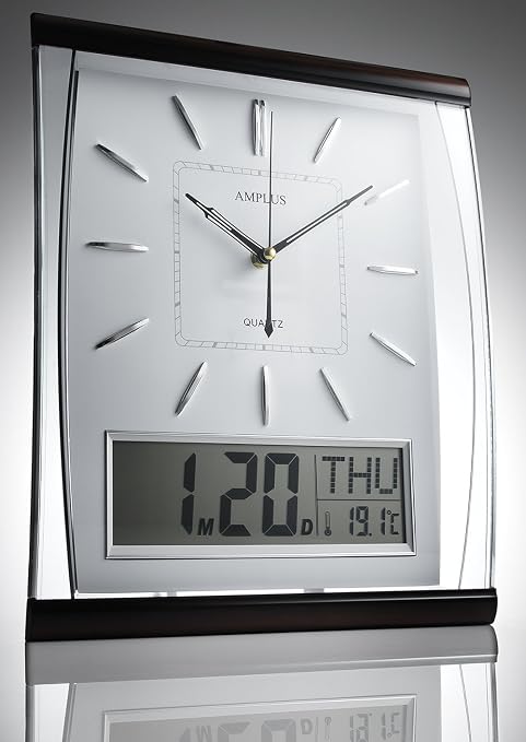 Kg Homewares Silent Sweep Wall Clock With Large Digital Month Date Day Calendar Display In White Amazon Co Uk Kitchen Home