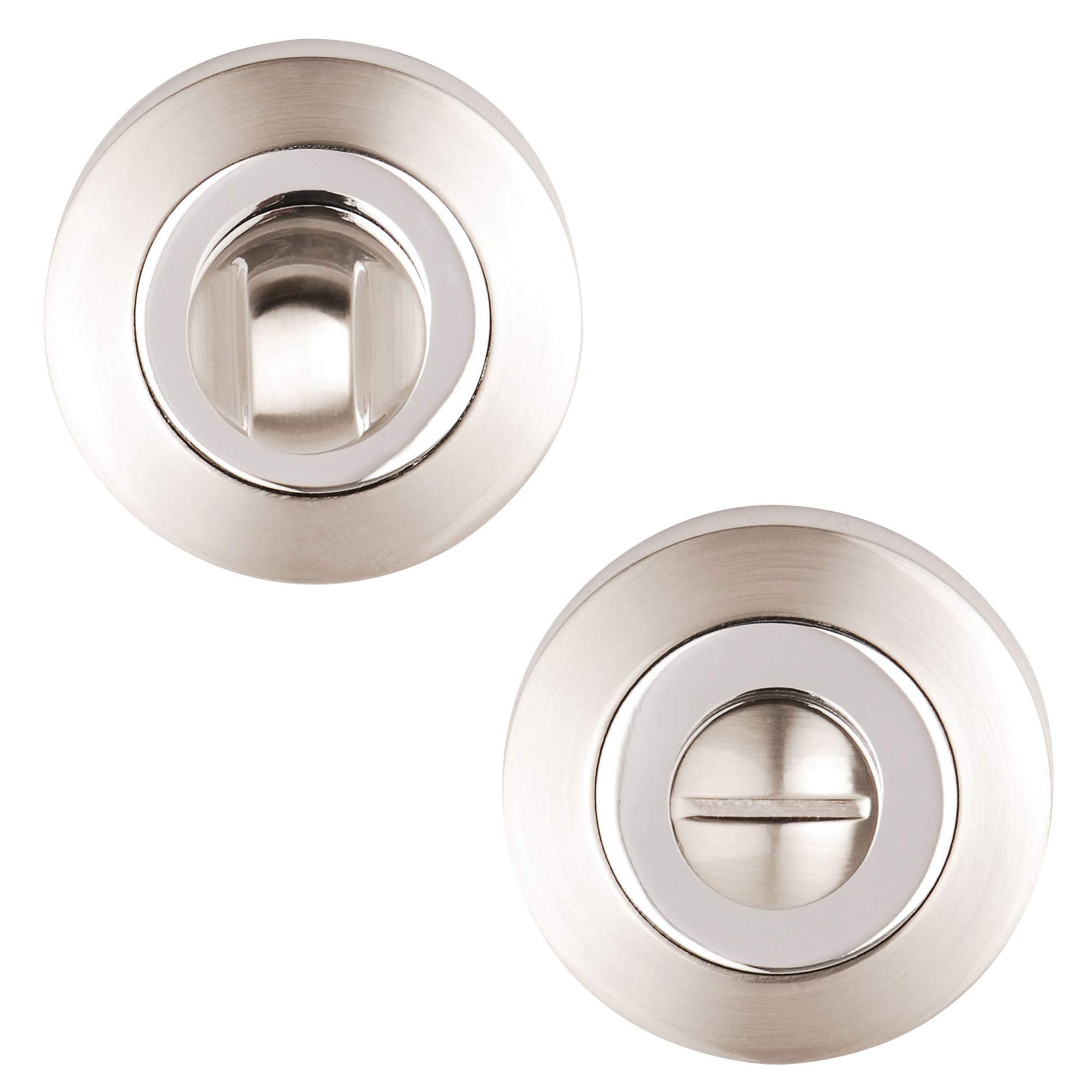 Excel Architectural DH3622 Round Bathroom Turn & Release, Satin Nickel/Polished Chrome