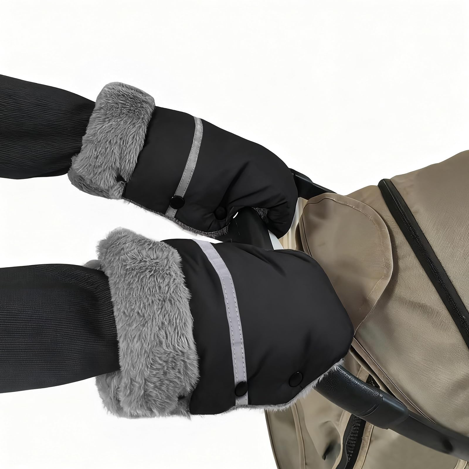 WD&CD Handmuff, Universal Buggy Pushchair Hand Muff Gloves Waterproof and Windproof Fleece Lined Pram Muff Pram Hand Warmer, Black