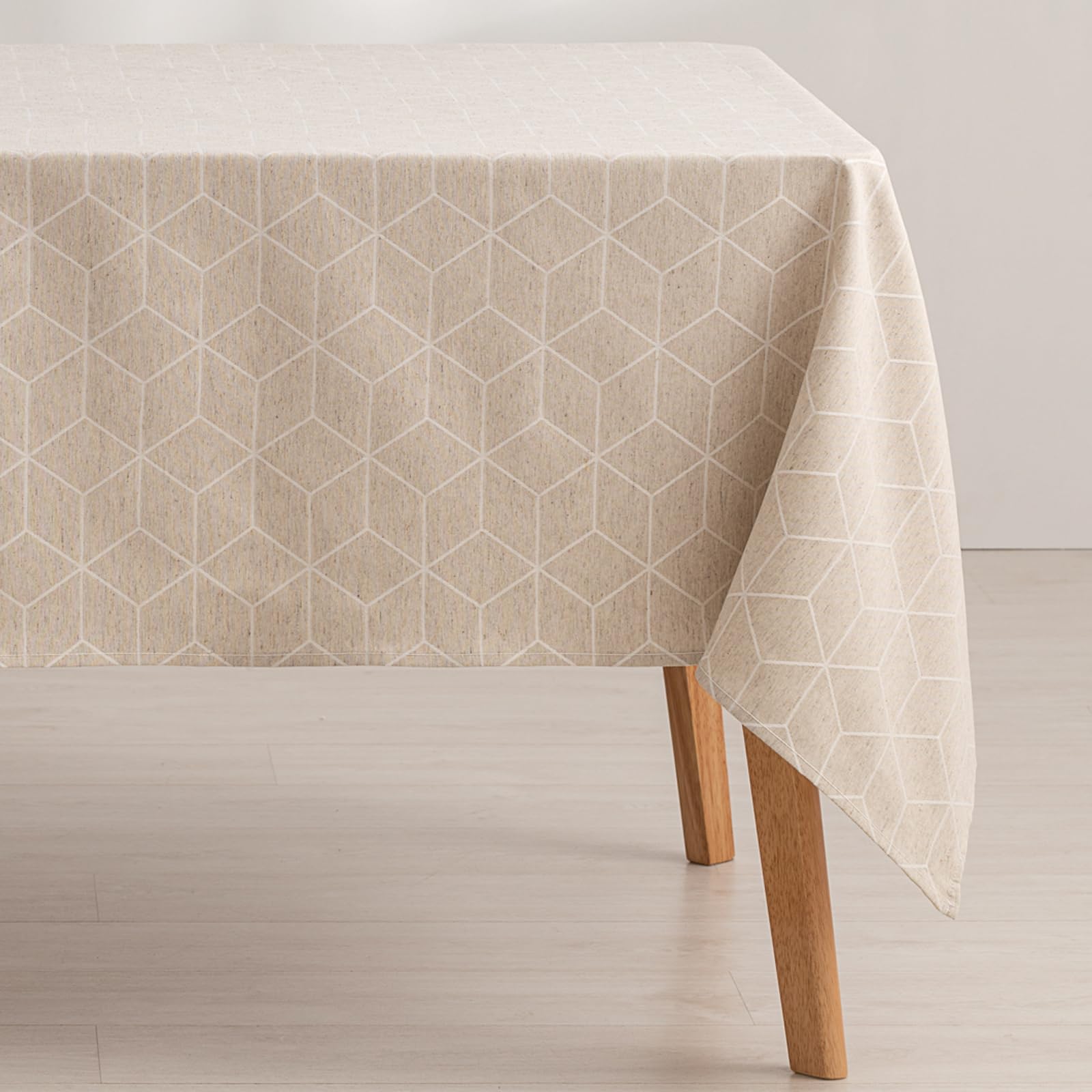 GAMUSI Stain Resistant Geometric Line Linen Tablecloth 140 x 300 cm