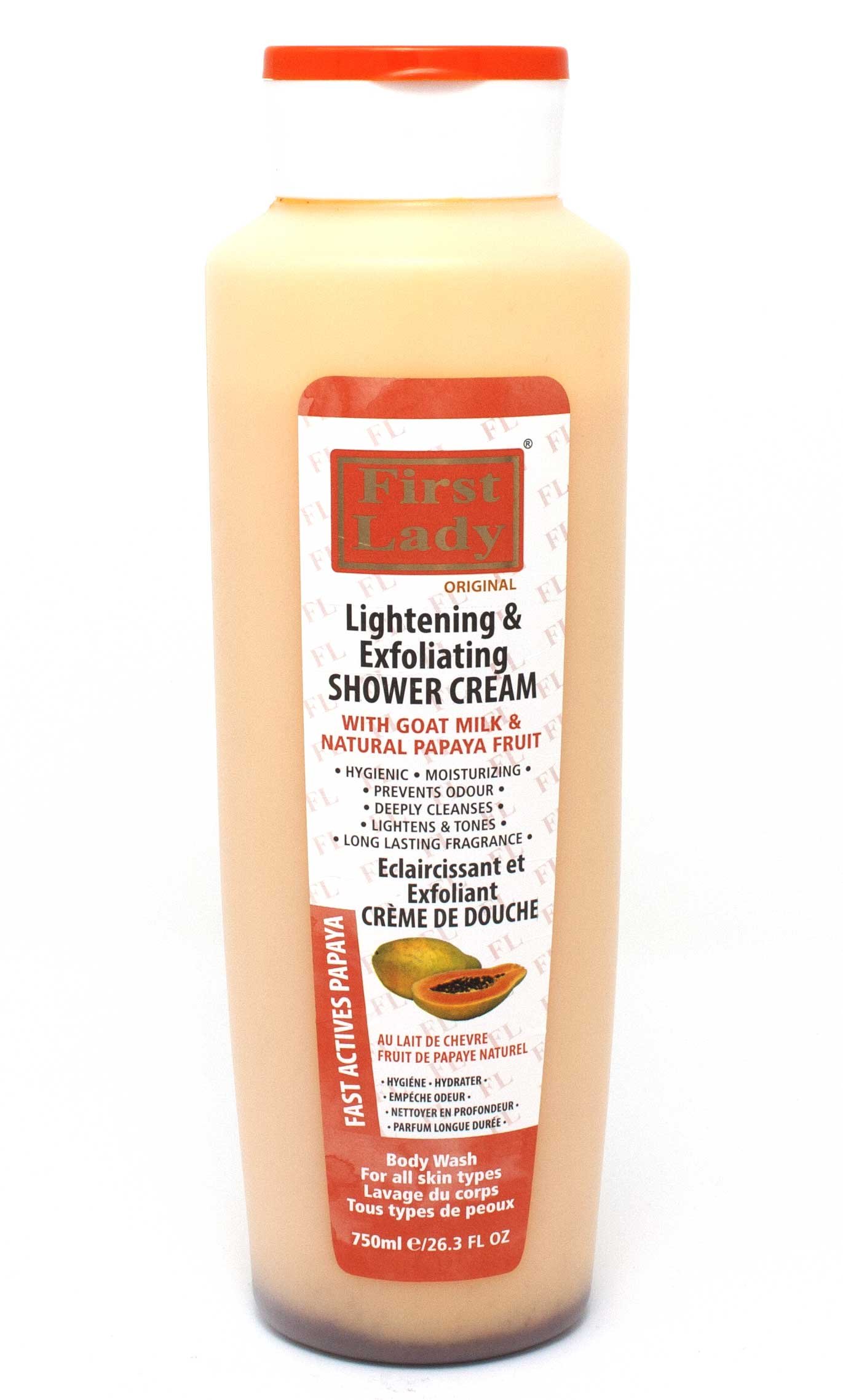 First Lady Papaya Skin Lightening & Exfoliating Shower Cream 750ml - with Goat’s Milk