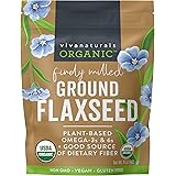 Organic Ground Flaxseed - Premium Quality Plant-Based Protein and Vegan Omega 3 with Fiber, Perfect for Smoothies, Non-GMO an