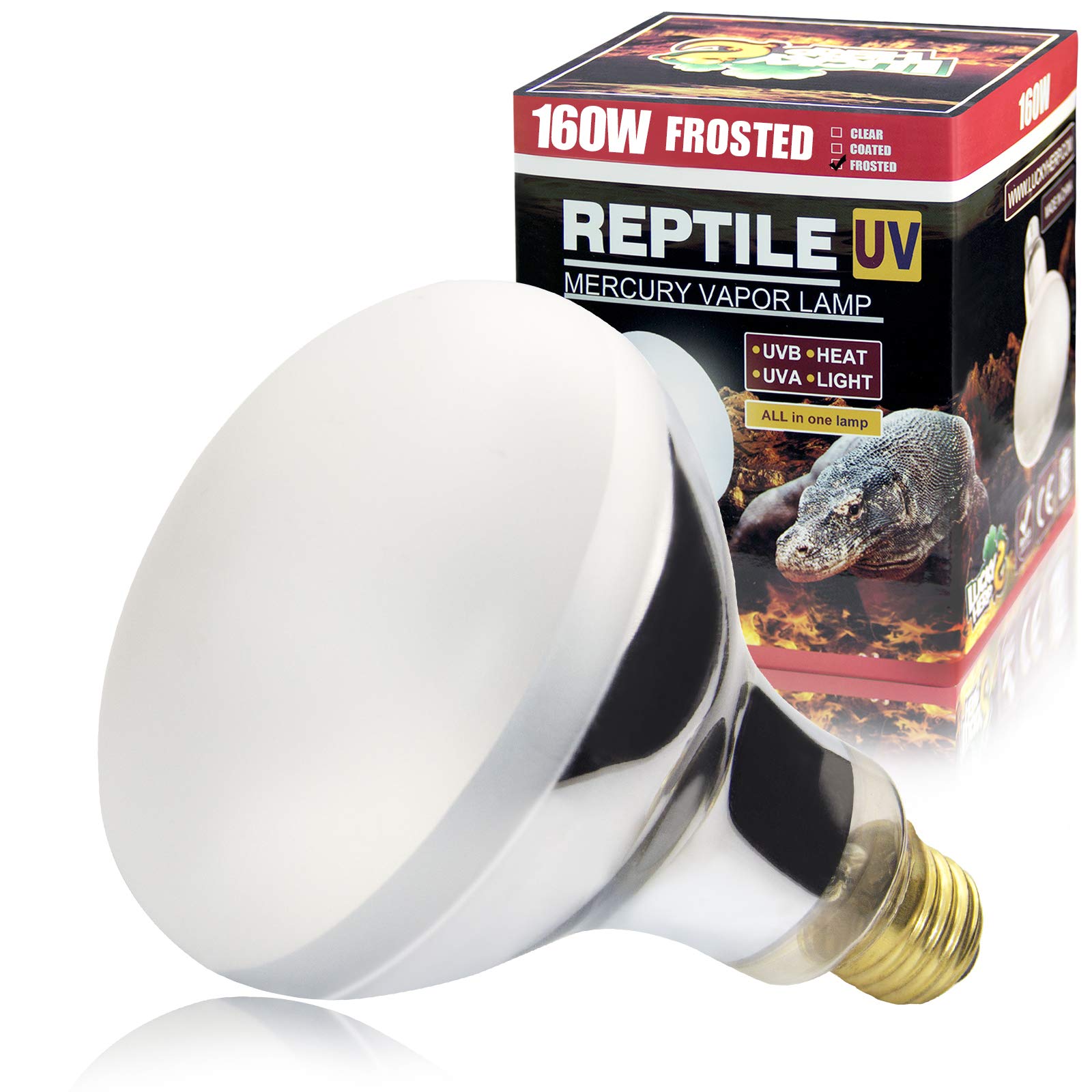 Photo 1 of LUCKY HERP 160 Watt UVA+UVB Vapor Heat Lamp Bulb, High Intensity Self-Ballasted Heat Basking Lamp/Bulb/Light for Reptile and Amphibian, Sun Lamp for Bearded Dragon Lizard Turtle