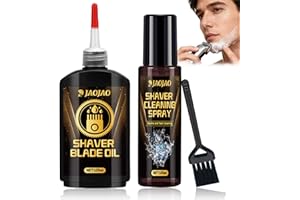 JAOJAO Shaver Cleaning Solution, Electric Shaver Oil Lubricant Electric Razor Cleaning Solution with Brush Deep Cleans and Lubricates Extends Razor Life Universally Compatible for Clipper Blades