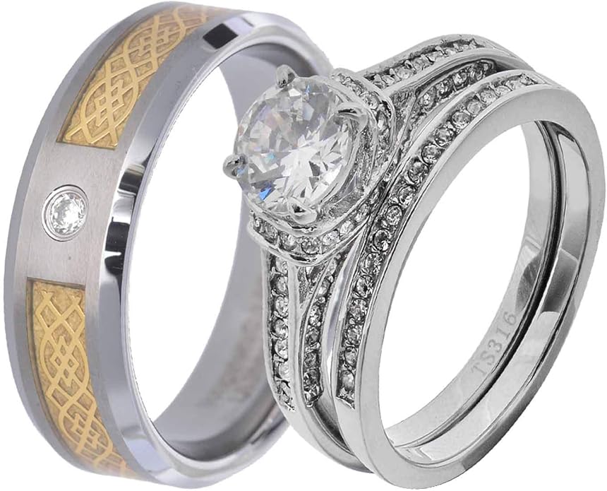 His and Hers Wedding Ring Sets Couple Ring