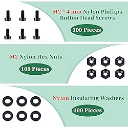Pzsmocn 300 Pieces/100 Sets M2*4 mm Plastic Black