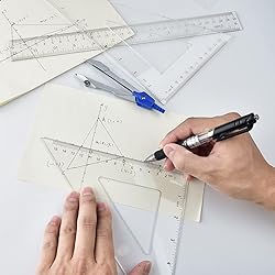 Coopay 12 Inch Math Geometry Tool Plastic Ruler Set