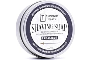 Taconic Shave Barbershop Quality Shaving Soap for Men with Anti-Oxidant Rich Seed Oils – Moisturizing Shaving Soap for All Skin Types (Excalibur)