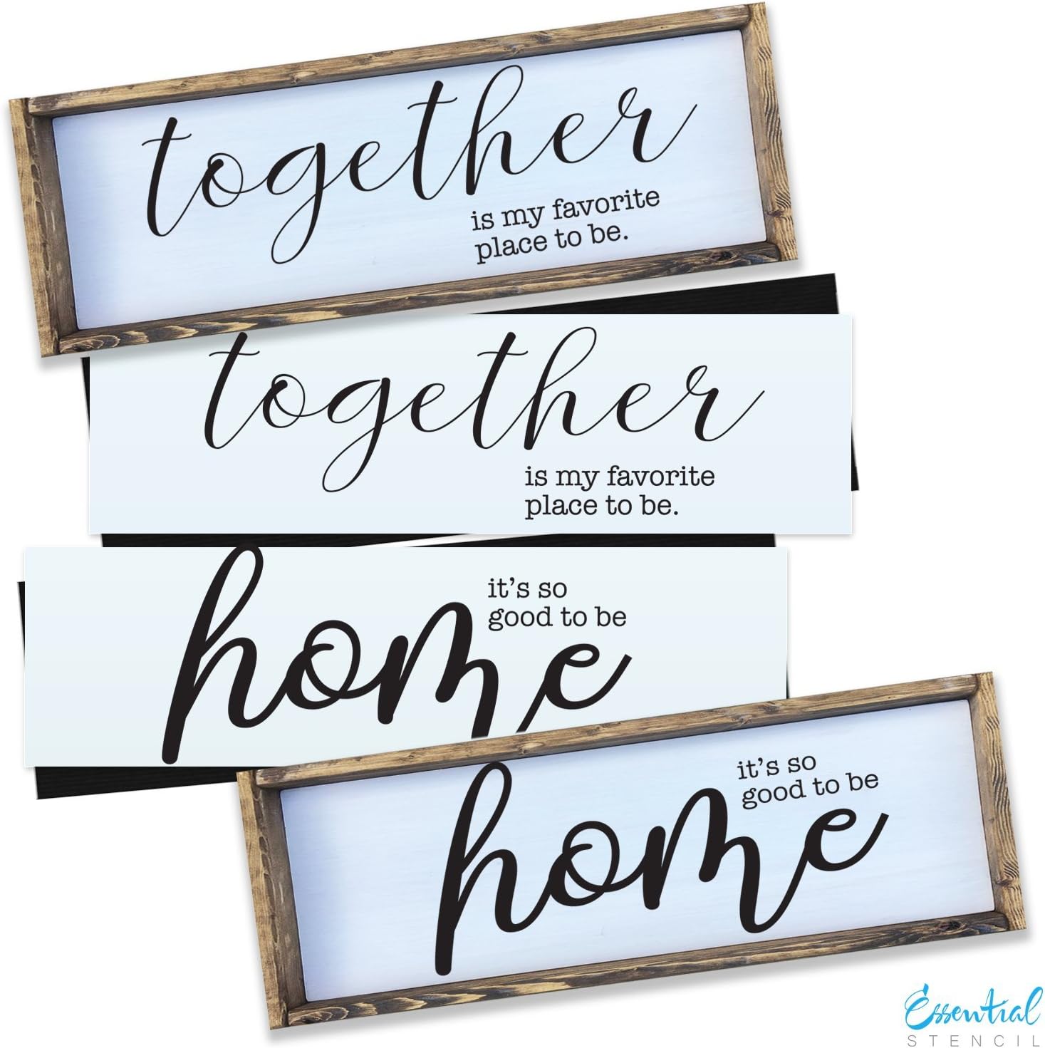 Home + Together Wood Sign Stencil Set | Perfect for Painting On Wood, DIY French Country Home Decor Calligraphy Signs, Rustic Decor for Farmhouse, Fixer Upper, Joanna Gaines, Magnolia Style