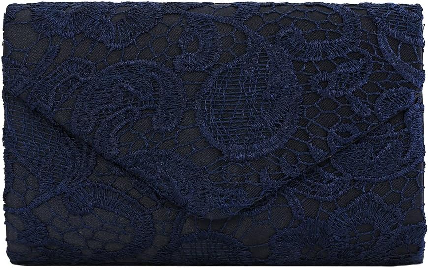 Ladies Satin Lace Envelope Clutch Bag, Clorislove Evening Shoulder Bag for Bridal Wedding Handbag Prom Bag