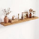 Fun Memories 40" Wall Mounted Floating Shelves, Natural Elm Wood, 1 Pack | Live Edge, Wall Shelves for Storage and Display, Bathroom, Bedroom, Living Room, Kitchen, Home Decor