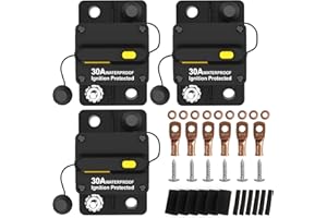 M1A2 3 Pack 30Amp Circuit Breaker for Boat Trolling Motor Marine ATV Trailer Vehicles Stereo Audio Electronic Battery Solar System Inline Fuse with Manual Reset Switch Waterproof DC 12V-48V