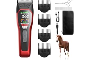 Grimgrow Horse Clippers Low Noise Rechargeble Horse Trimmer Kit, Pet Shaver for Heavy Thick Coats Grooming, 2-Speed Cordless Animal Shears for Horse, Sheep, Cats and Dogs