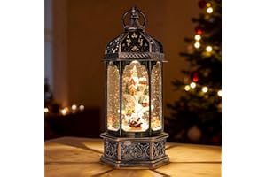 DGSCAK Musical Christmas Snow Globe, Large Santa Snow Globes Village Christmas Lantern, 6-Hour Timer Music Box, Christmastree Snow Mountain Decor Gift