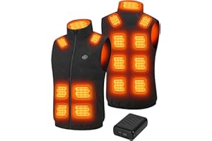 Men's Heated Vest with 12v 20000mah Battery Fast Charging, 15 Heating Zones for Cycling Fishing Skiing