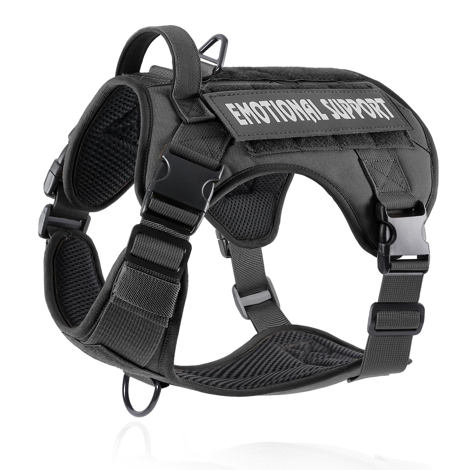 Belababy Tactical Anti Pull Dog Harness Small Medium Large, Adjustable Front Clip Service Dog Vest with Handle, Breathable Military Assistance Harness for Working Training, Star Black, S — image 1