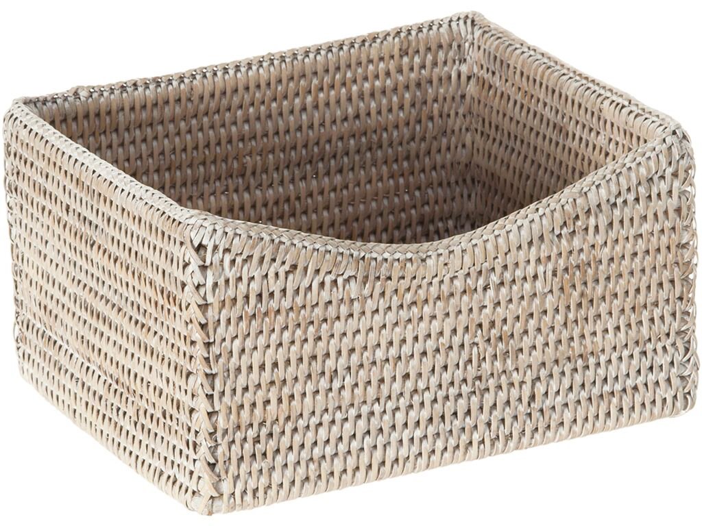 KOUBOO La Jolla Rattan Organizing & Shelf Basket, White Wash, Rattan & Wicker,24.76501 x 20.32 x 13.97 cm