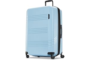eBags E.V.M. Large Hardshell 31-Inch Checked Spinner Suitcase (Sky Blue), TSA-Friendly Lock