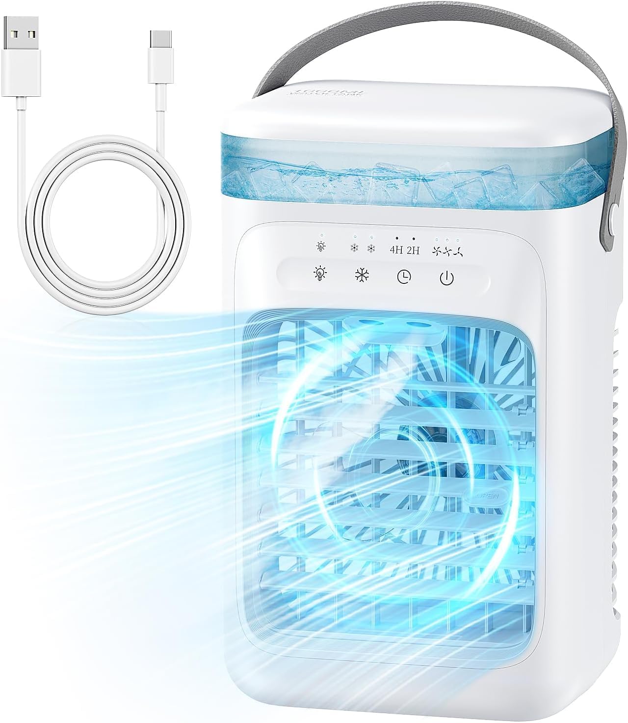 Photo 1 of Portable Air Conditioners, Personal Mini Air Cooler Cooling Fan with 3 Speeds, 1L Evaporative Air Conditioner, 7 LED Light, 2 Cool Mist Air Conditioners Humidifier Fan Room Bedroom Office (White)
