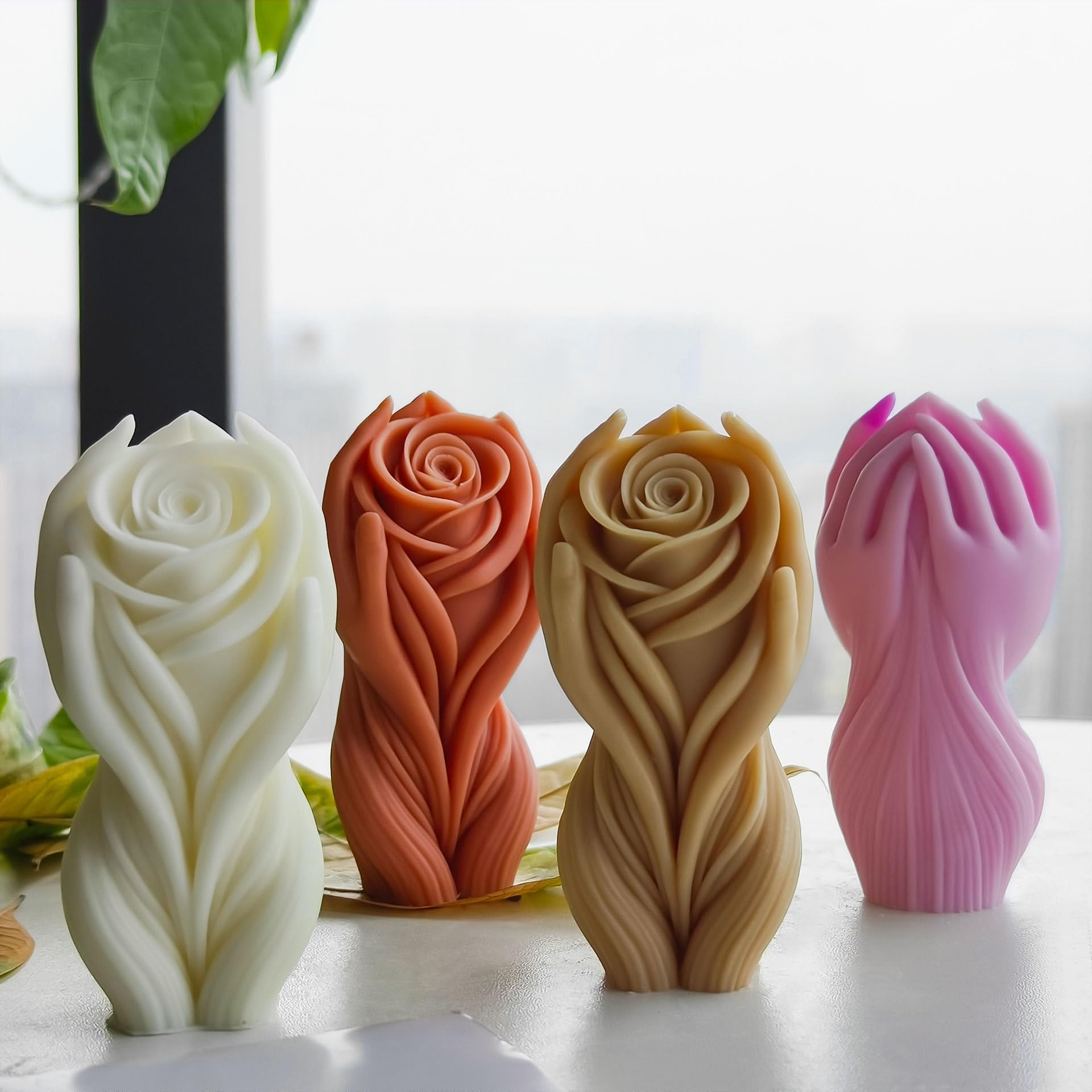Flower Body Candle Resin Mold - Resin Casting Silicone Molds for Home Decor & Candle Making Wave Spiral Mold