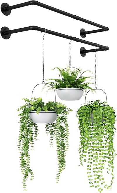 Bamworld 2pack Indoor Hanging Planter Black Metal Rod Plant Hanger