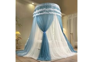 Lanpet Dreamy Princess Bed Canopy for Girls, Double Layer Sheer Mesh Canopy Curtain, Canopies Netting Room Decor Tent Mosquito Net for Kids & Adults Queen King Bed,Pink