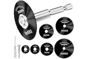 Kuenuilr Black Cutting Wheel for Drill 1/4 Inch Hex Shank Rotary Drill Saw, 6Pcs HSS Saw Blades for Drills Rotary Tools