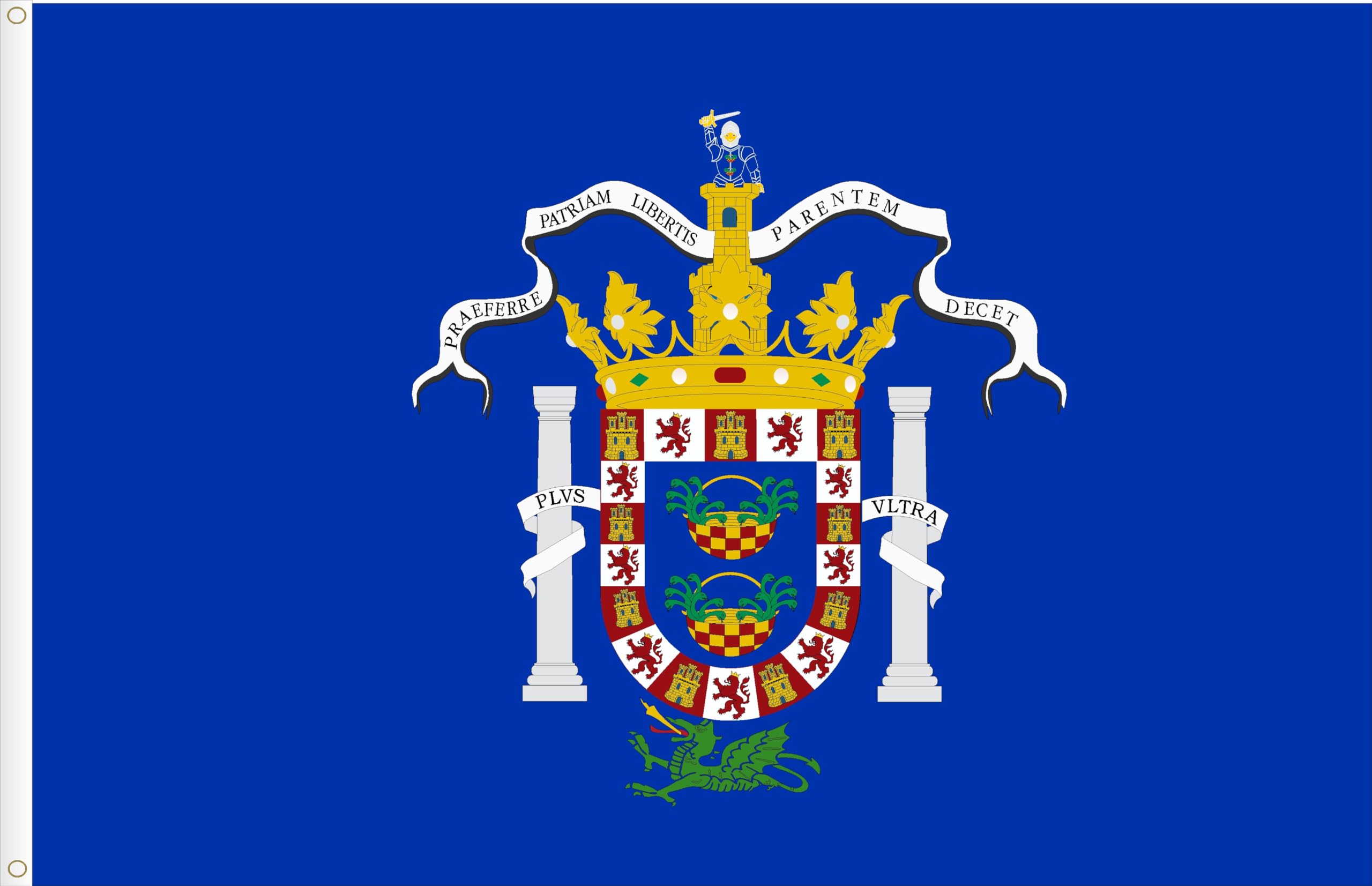 FLAG OF MELILLA. STANDARD SATIN QUALITY. BIG SIZE 150X90