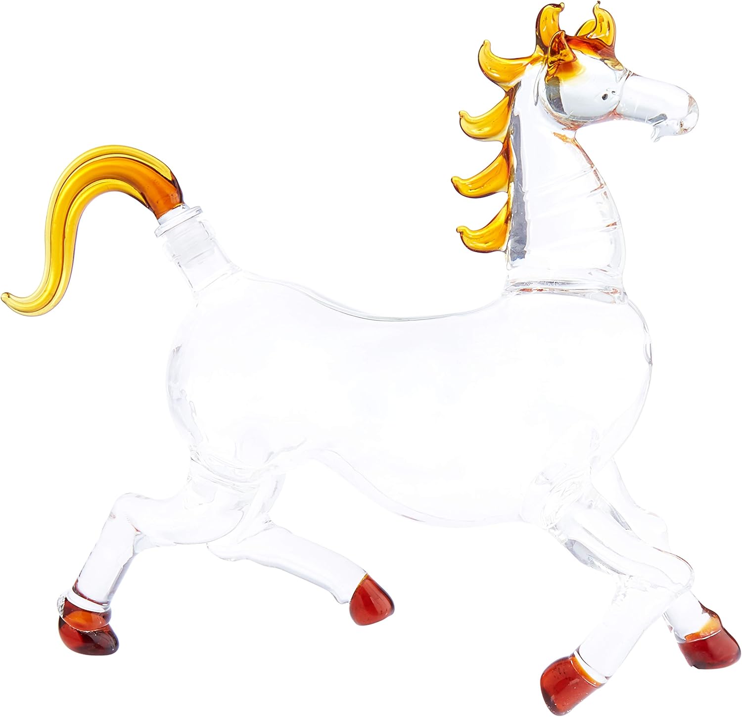 USHorse Shaped Etched Glass Decanter for Whiskey, Bourbon, Scotch, Rum