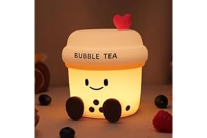 YuanDian Boba Bubble Tea Night Light, Cute Silicone Lamp Gift for Kids Girls Boys, Bedroom Decor for Christmas Birthday - Toddler Safe Kids Room Accessories