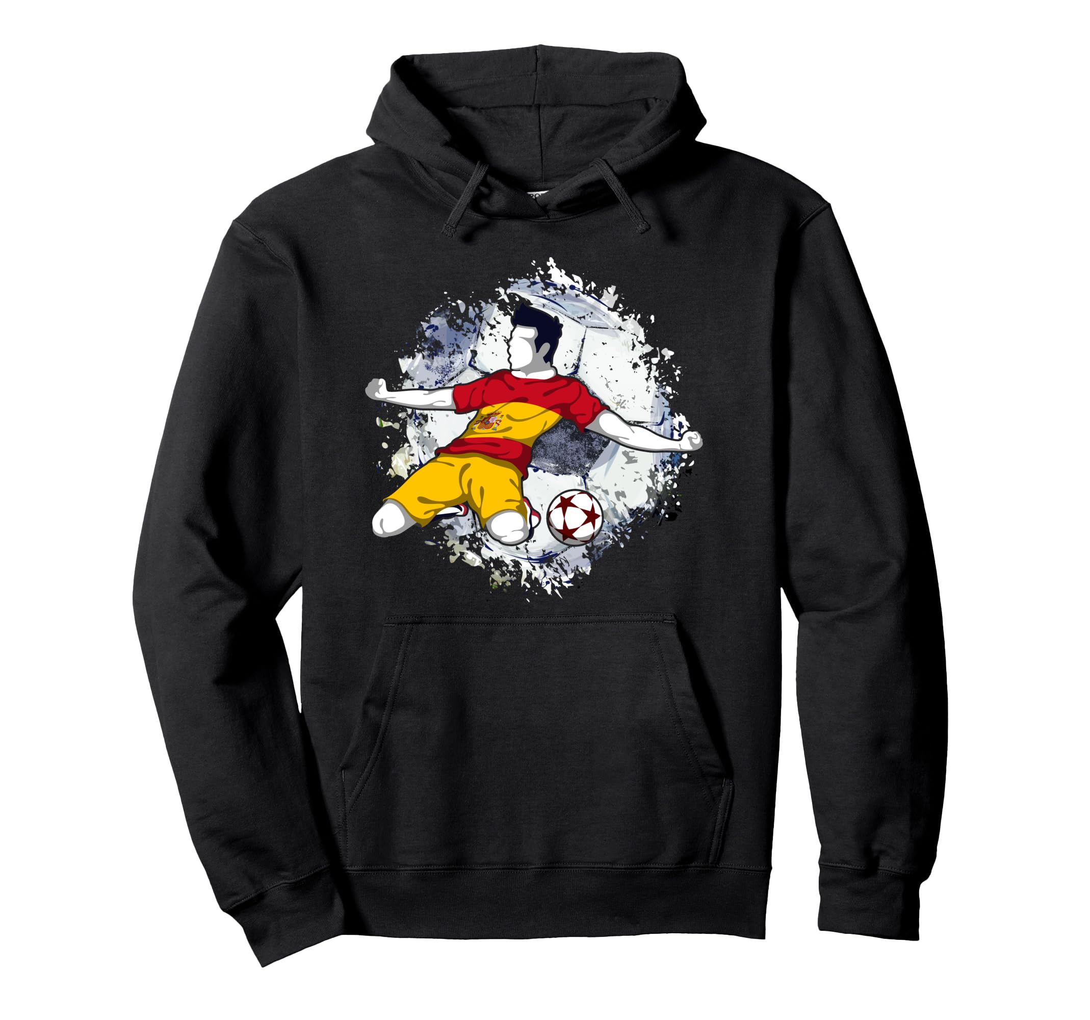 Spain Soccer Spanish National Flag Football Striker Design Pullover Hoodie