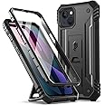Poetic Revolution Series Case Compatible with iPhone 13 6.1 inch (2021 Release), Full-Body Rugged Shockproof Heavy Duty Protective Cover with Kickstand and Built-in Screen Protector, Black