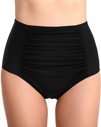 black tummy control bikini bottoms