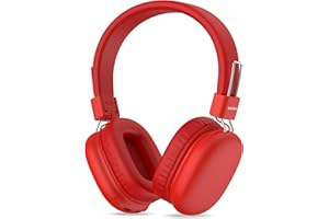 awatrue Kids Bluetooth Headphones, Over-Ear Wireless Headphones with Microphone, Safe-Volume 85dBA, Bluetooth 5.4, Foldable Lightweight and Comfortable, 50H Playtime, USB-C Charging, Red