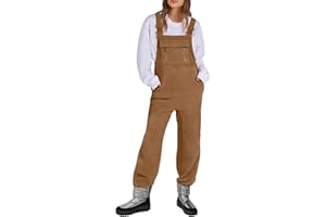 Caracilia Women Fleece Overalls Jumpsuit Fuzzy Warm Winter Outfits 2024 Fashion Loose Casual Pants Rompers Jumper with Pocket