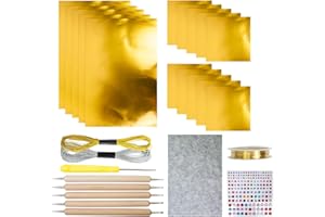 KiBcsLic Metal Embossing Kit Metal Embossed Tin Sheets Multipurpose Foil Sheets Craft Set for Engraving Painting Christmas Or