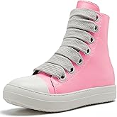 IMPREMEY Women's High Top Sneakers Lace Up PU Leather Shoes with Thick Soles and Zipper, Fashionable Walking Shoes