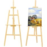 finenolo Wooden Easel Stand for Painting, 45" Adjustable Height Folding Art Easel for Canvas, Drawing, Wedding Signs &amp; Posters, Ideal for Adults, Artists, Beginners, Students &amp; Kids