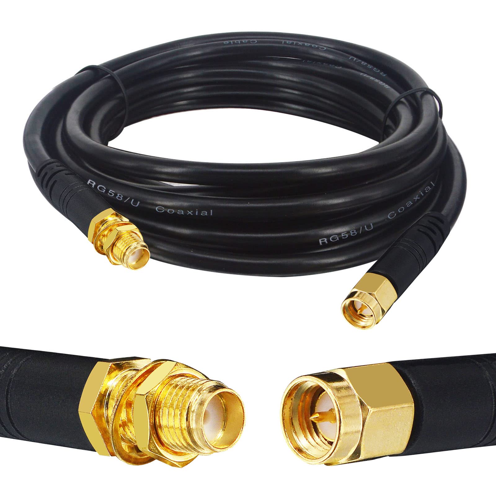 Boobrie Upgraded 3M SMA Extension Coax Cable Molded RG58 SuperFlex SMA Male to Female Antenna Cable Low Loss 50ohms Connector for 3G 4G LTE WiFi Antenna LAN