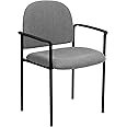 Flash Furniture Tiffany Comfort Gray Fabric Stackable Steel Side Reception Chair with Arms