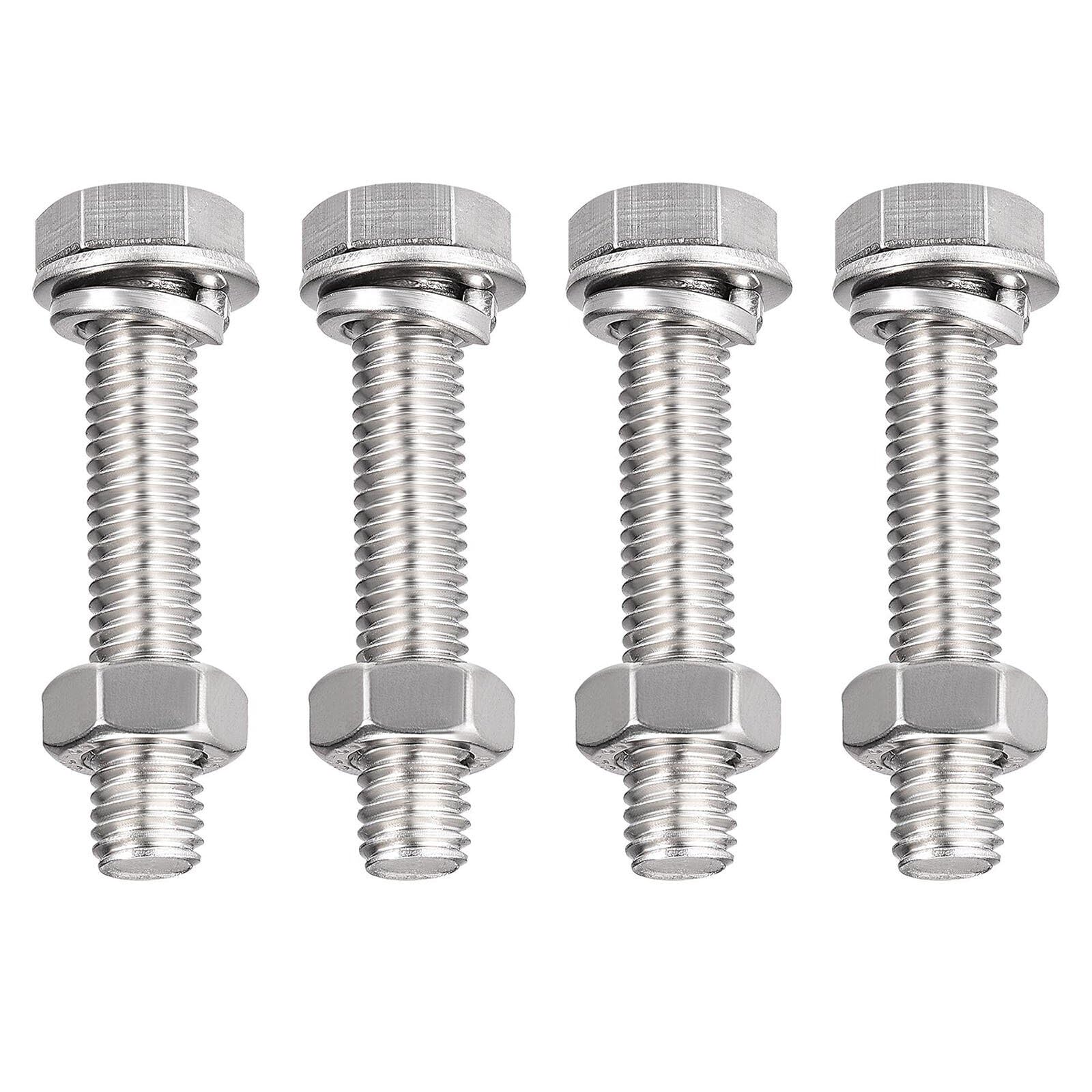 TA-VIGOR 4Pcs M8 x 40mm Hex Head Screws Bolts, Nuts, Flat & Lock Washers Kits, Fully Thread Hexagon Bolts, High Tensile Cap Screws for Metal Work, Automotive Machinery, Bike Motorcycles Repair