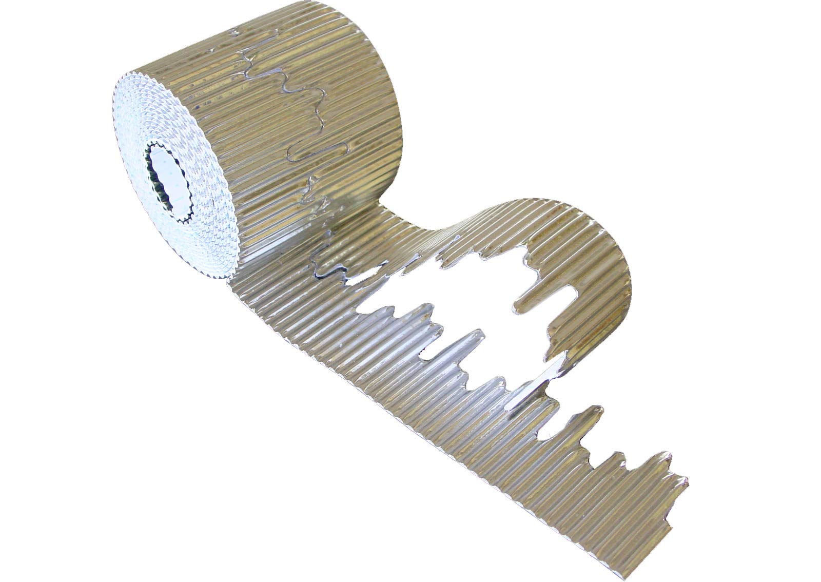 Bright Ideas Corrugated Border Roll for School Displays, Metallic Silver, 57mm x 7.5m (15m When Split), BI7867