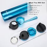OLDLEY 1L Stainless Steel Water Bottle with 3 Lids Vacuum Insulated Blue view 6