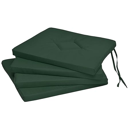 Beautissu 4er Set Stuhlkissen Kim 40x40x3cm Sitzkissen für Stühle im Indoor & Outdoor-Bereich Dicke Polsterung DKL. Grün & di