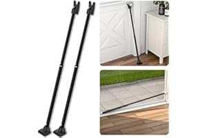 SECURITYMAN 2-in-1 Door Security Bar & Sliding Patio Door Security Bar (2 Pack) via Interchangeable Caps - Heavy Duty Iron Construction Door Stoppers Lock for Home, Apartment, Travel Hotel - Black