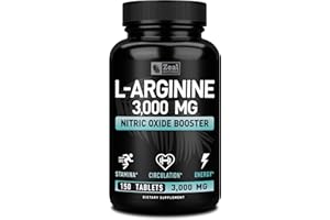 Zeal Naturals L Arginine 3000mg Capsules (150 Tablets | 1000mg) Maximum Dose L-Arginine Nitric Oxide Supplement for Supporting Muscle Growth, Vascular Function and Energy - Nitric Oxide Booster